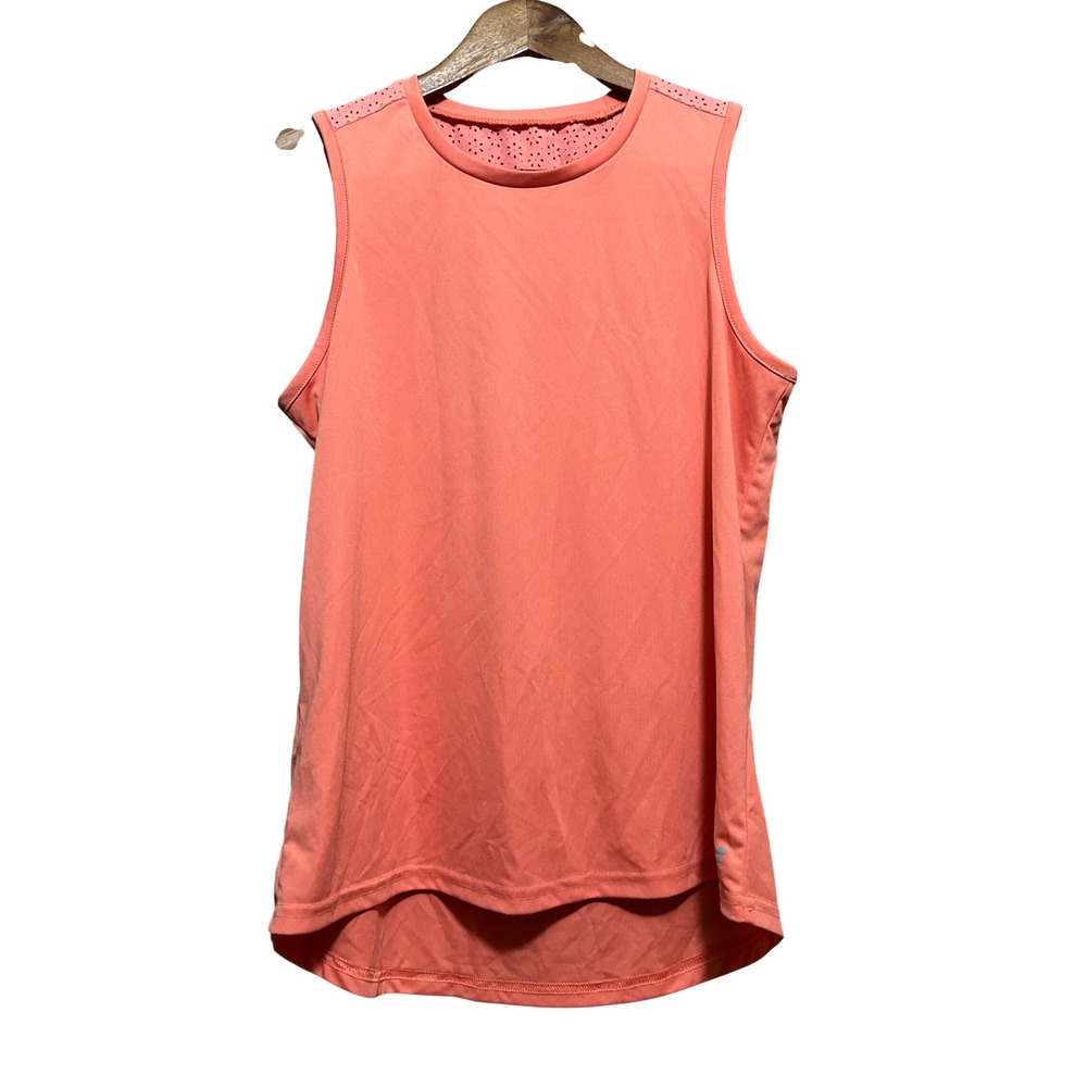 BCG Active Tank Top Women XL Coral Excellent Perforated Back High-Low‎ Hem